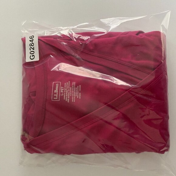 LL Bean Supima Cotton Blend Wrap Blouse Size Petite L Pink Long Sleeve V Neck - Picture 9 of 9